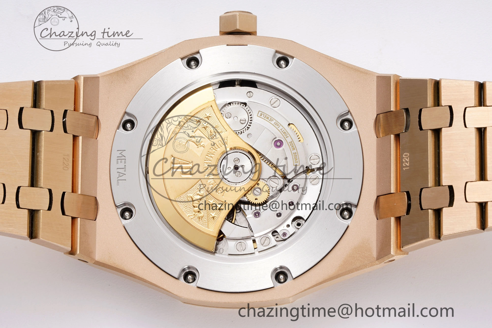 Royal Oak 41mm 15400 RG APSF 1:1 Best Edition Black Textured Dial on RG Bracelet SA3120 Super Clone V3