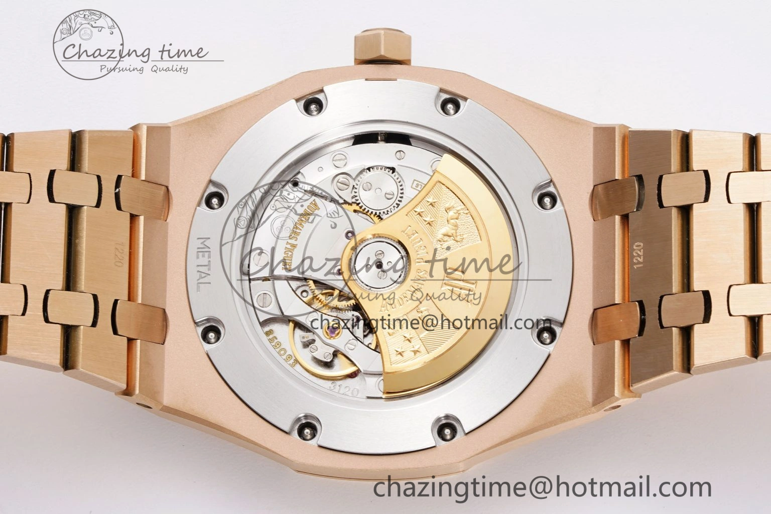 Royal Oak 41mm 15400 RG APSF 1:1 Best Edition Black Textured Dial on RG Bracelet SA3120 Super Clone V3