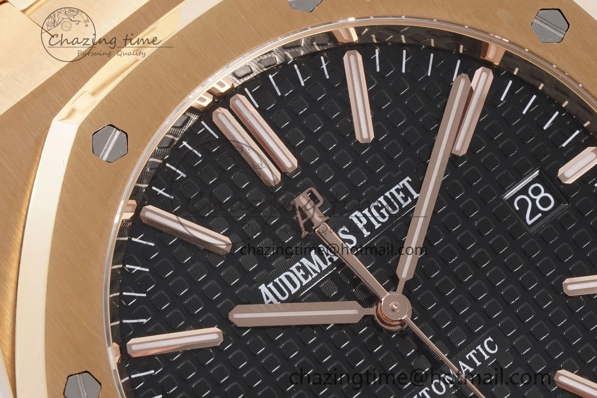 Royal Oak 41mm 15400 RG APSF 1:1 Best Edition Black Textured Dial on RG Bracelet SA3120 Super Clone V3