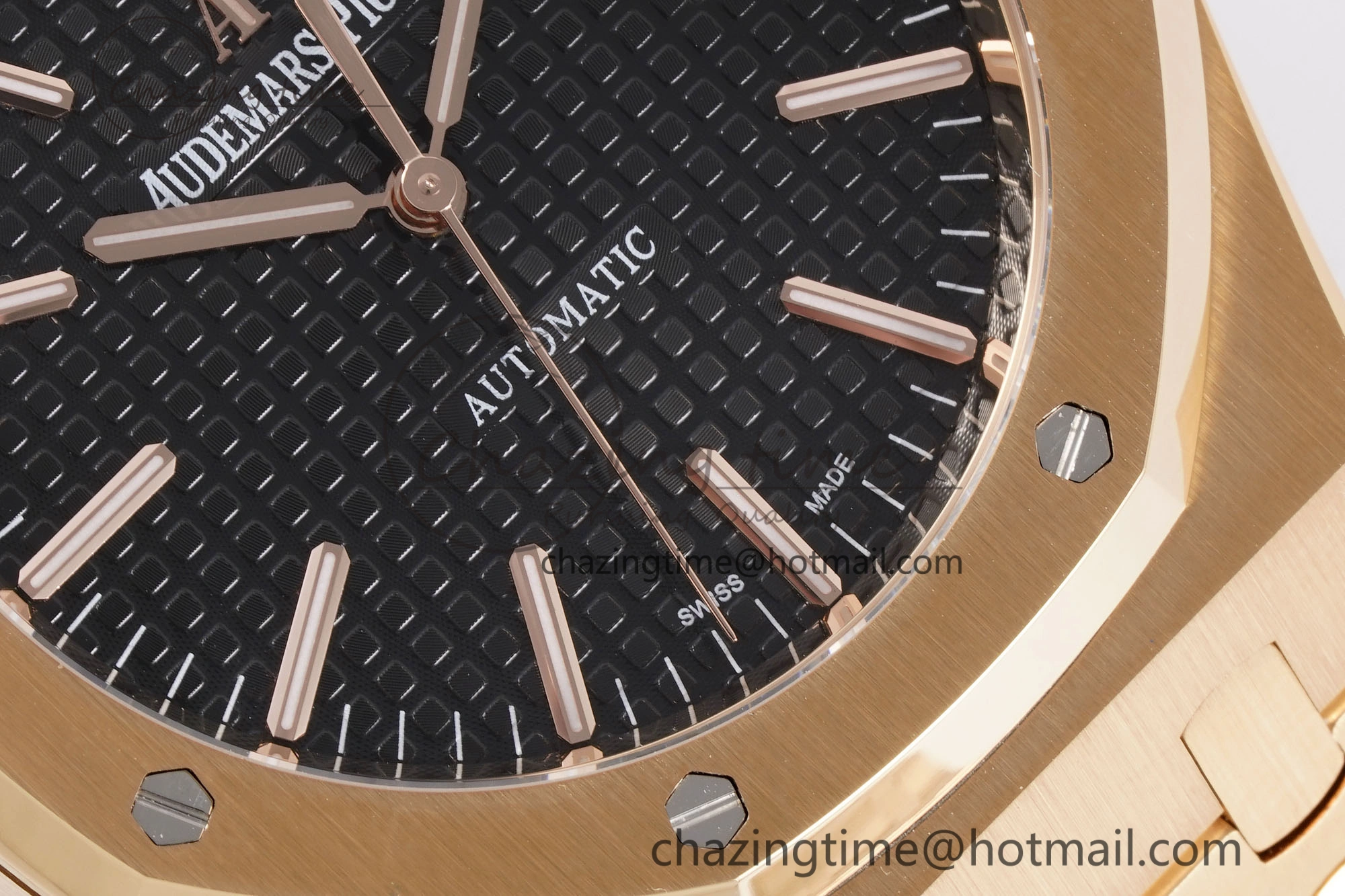 Royal Oak 41mm 15400 RG APSF 1:1 Best Edition Black Textured Dial on RG Bracelet SA3120 Super Clone V3