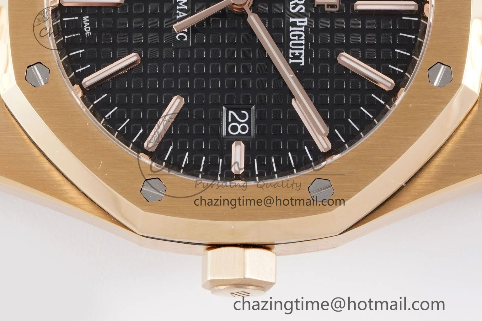 Royal Oak 41mm 15400 RG APSF 1:1 Best Edition Black Textured Dial on RG Bracelet SA3120 Super Clone V3