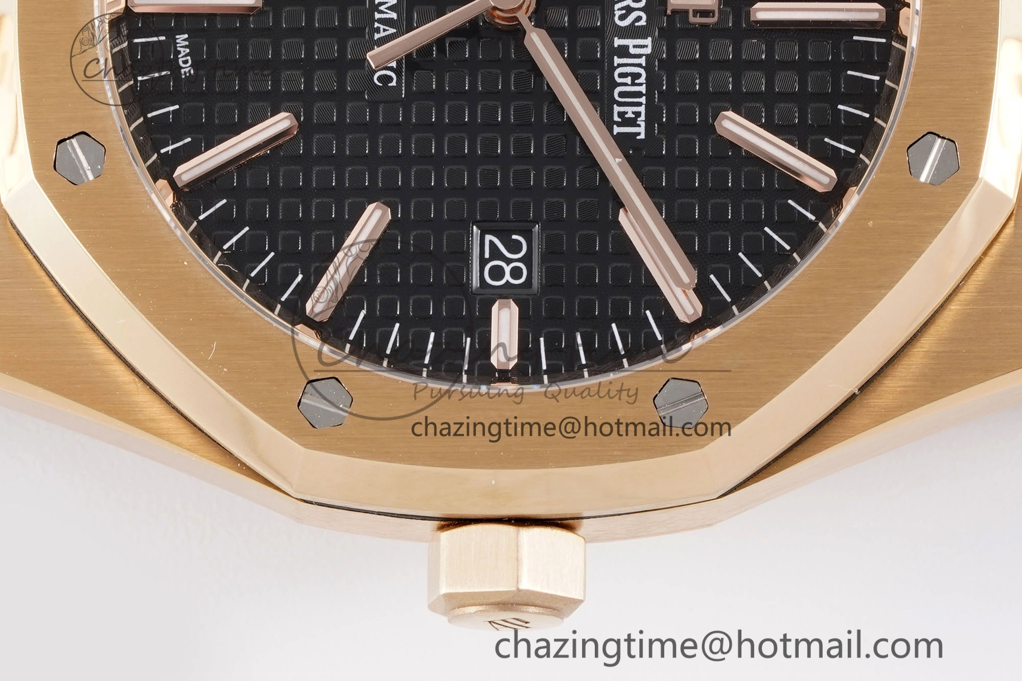 Royal Oak 41mm 15400 RG APSF 1:1 Best Edition Black Textured Dial on RG Bracelet SA3120 Super Clone V3