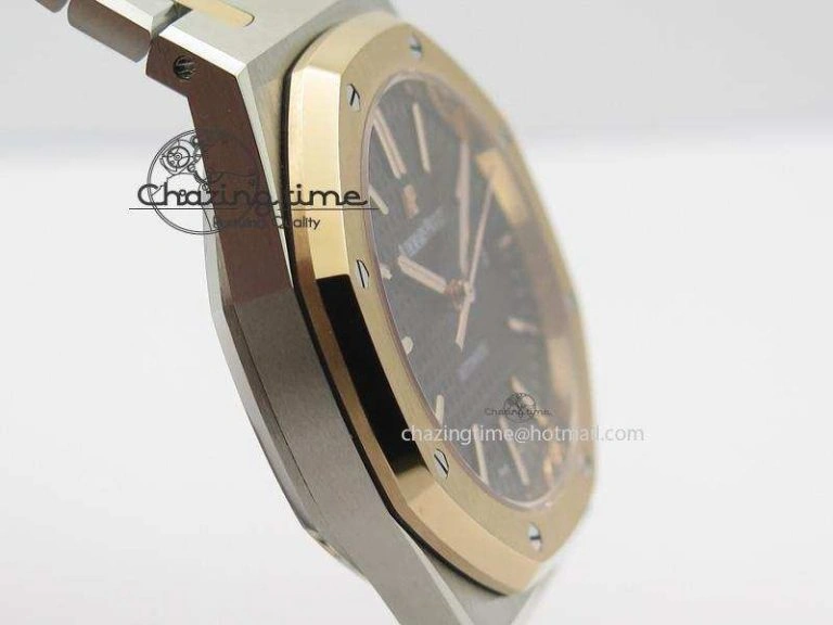 Royal Oak 41mm 15400 RG Bezel JF 1:1 Best Edition Black Dial On SS RG Bracelet A3120