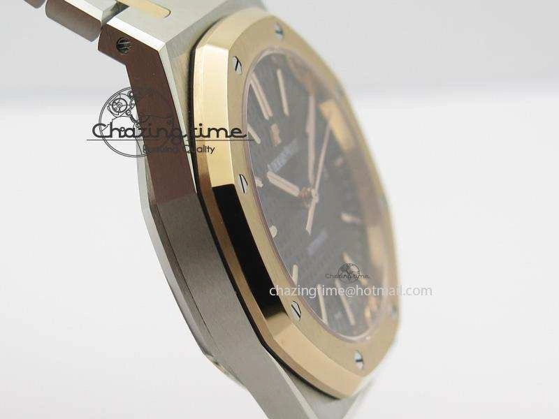 Royal Oak 41mm 15400 RG Bezel JF 1:1 Best Edition Black Dial On SS RG Bracelet A3120