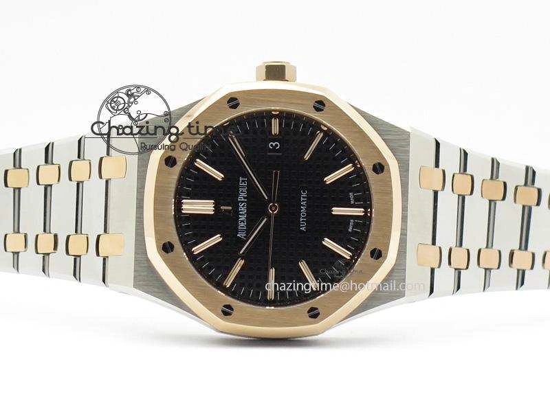 Royal Oak 41mm 15400 RG Bezel JF 1:1 Best Edition Black Dial On SS RG Bracelet A3120