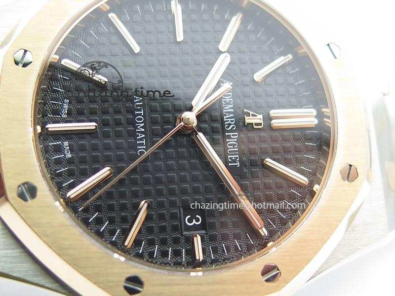 Royal Oak 41mm 15400 RG Bezel JF 1:1 Best Edition Black Dial On SS RG Bracelet A3120