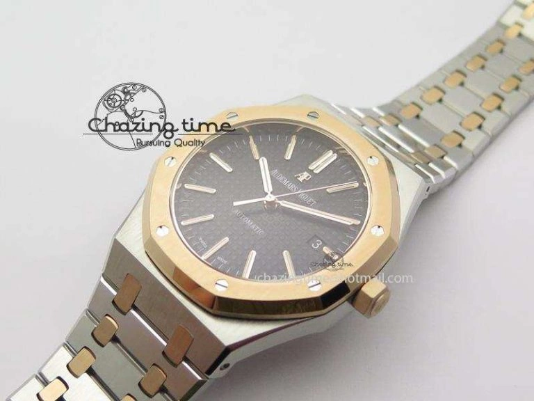 Royal Oak 41mm 15400 RG Bezel JF 1:1 Best Edition Black Dial On SS RG Bracelet A3120