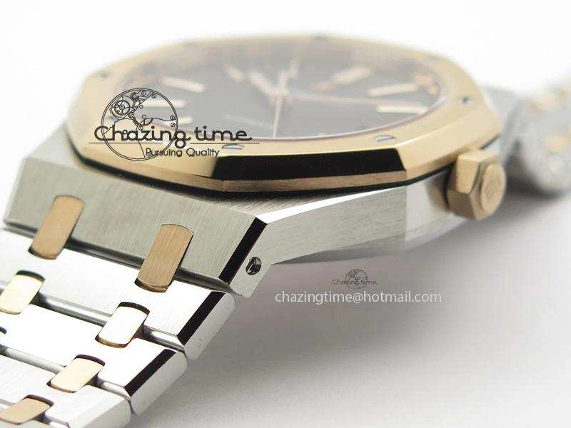 Royal Oak 41mm 15400 RG Bezel JF 1:1 Best Edition Black Dial On SS RG Bracelet A3120