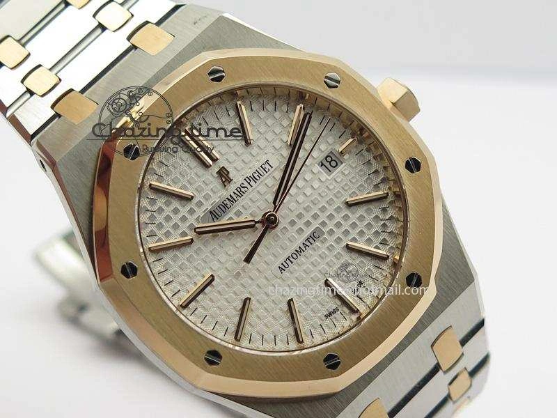 Royal Oak 41mm 15400 RG Bezel JF 1:1 Best Edition Silver Dial On SS RG Bracelet A3120