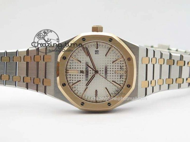 Royal Oak 41mm 15400 RG Bezel JF 1:1 Best Edition Silver Dial On SS RG Bracelet A3120