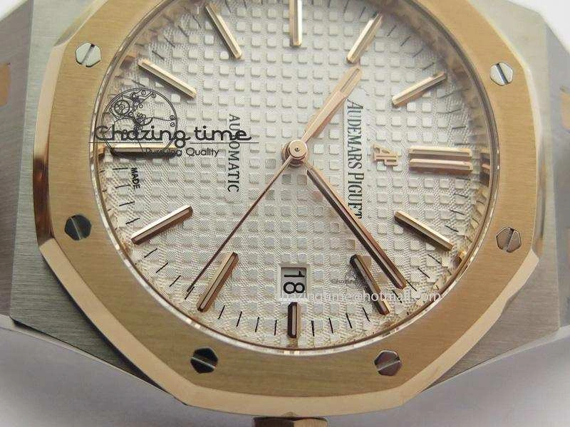 Royal Oak 41mm 15400 RG Bezel JF 1:1 Best Edition Silver Dial On SS RG Bracelet A3120
