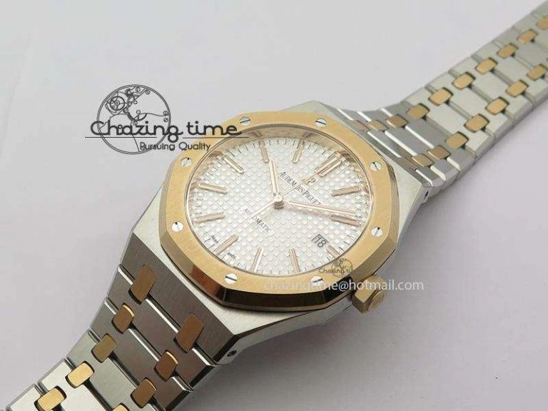 Royal Oak 41mm 15400 RG Bezel JF 1:1 Best Edition Silver Dial On SS RG Bracelet A3120