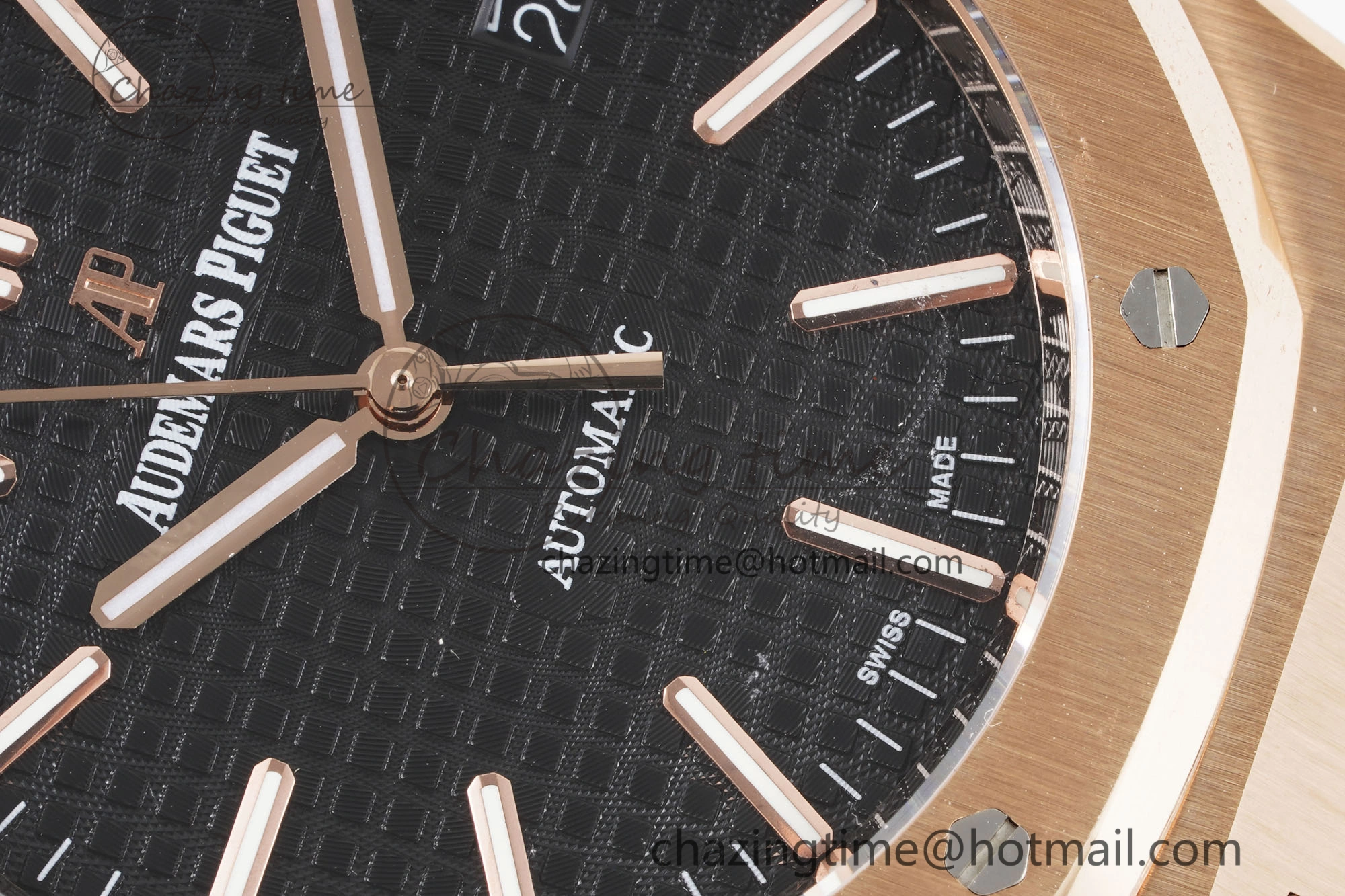 Royal Oak 41mm 15400 RG IPF 1:1 Best Edition Black Textured Dial on Black Leather Strap SA3120 Super Clone