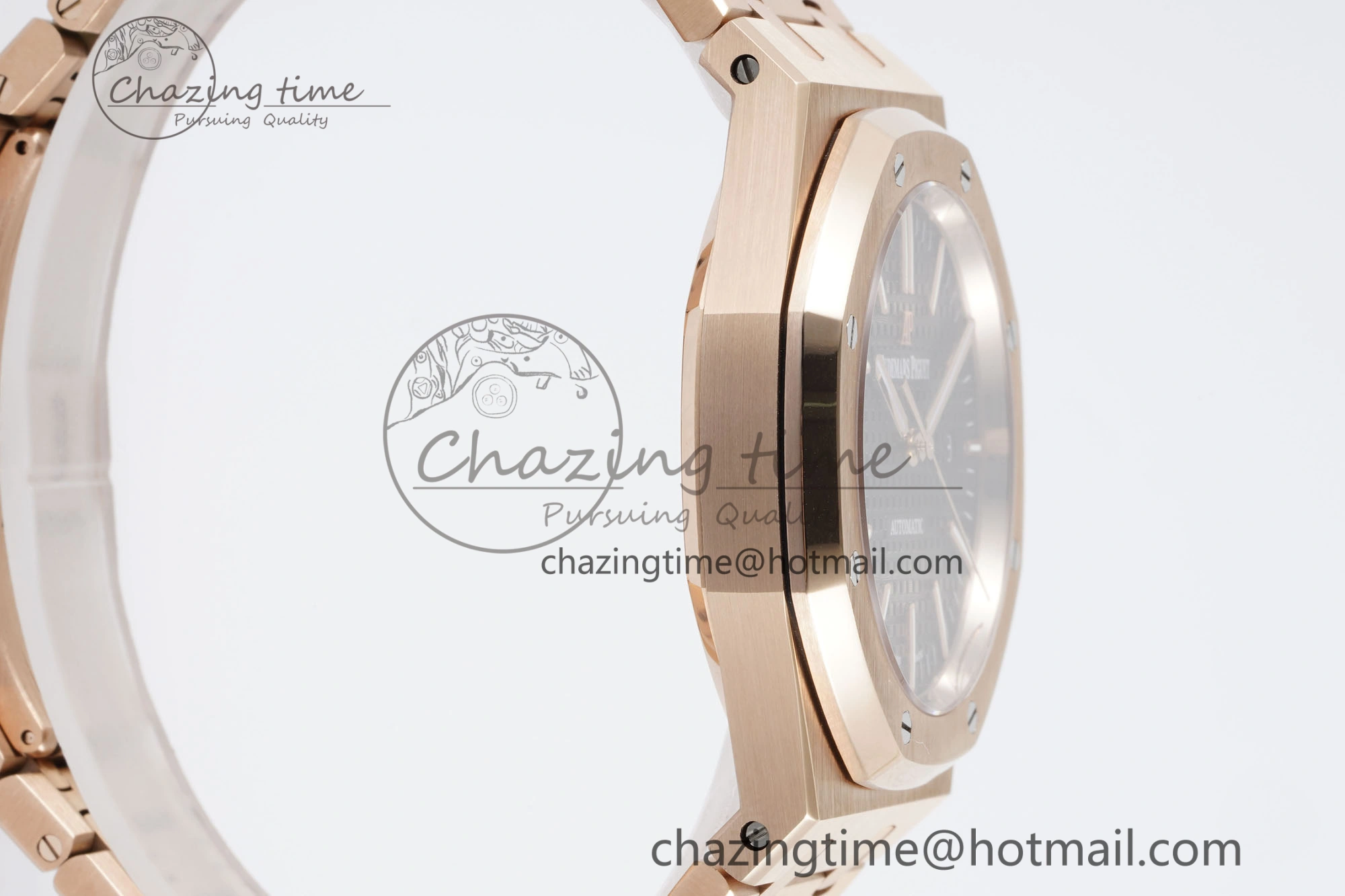 Royal Oak 41mm 15400 RG IPF 1:1 Best Edition Black Textured Dial on RG Bracelet SA3120 Super Clone