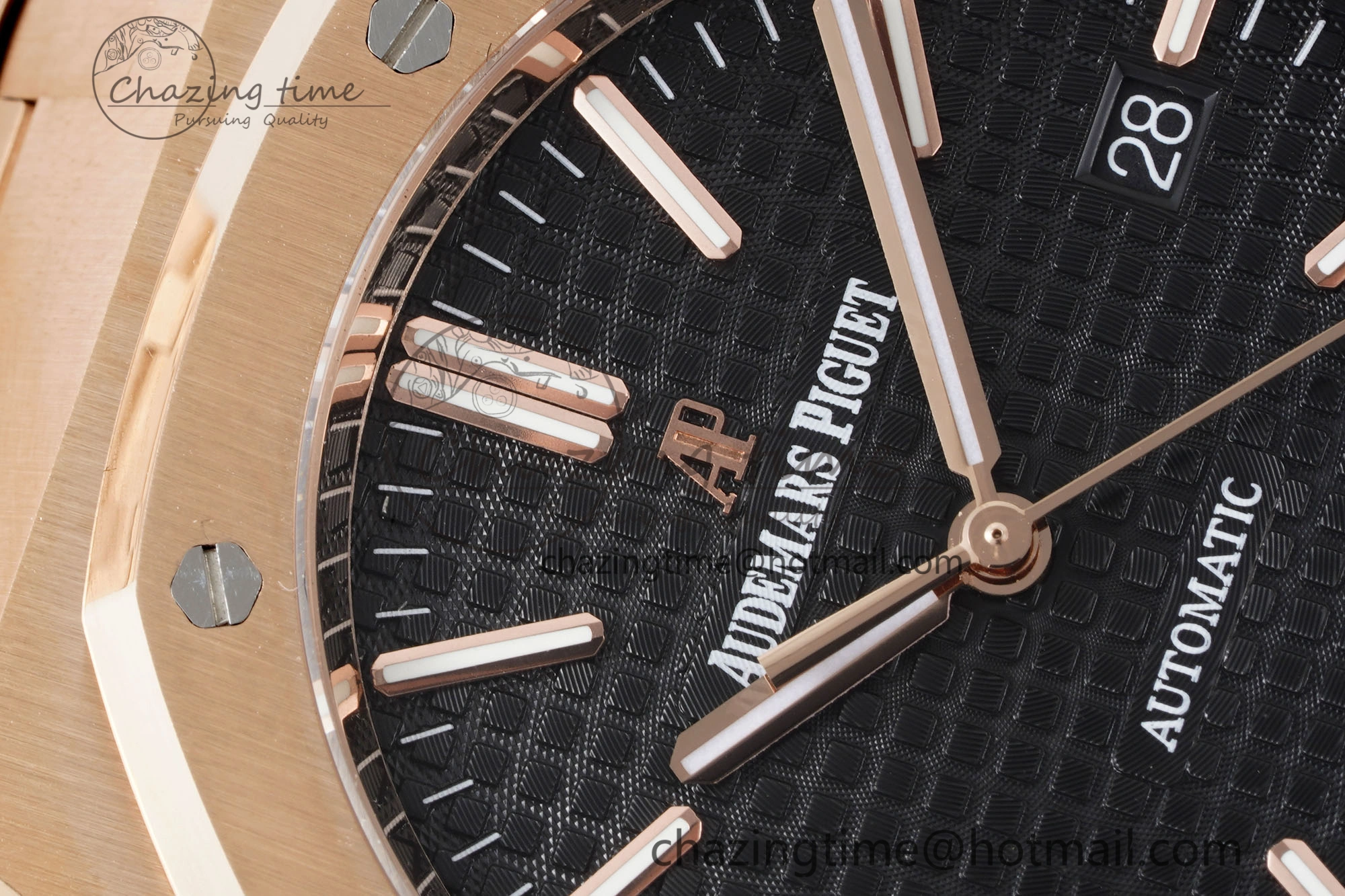 Royal Oak 41mm 15400 RG IPF 1:1 Best Edition Black Textured Dial on RG Bracelet SA3120 Super Clone