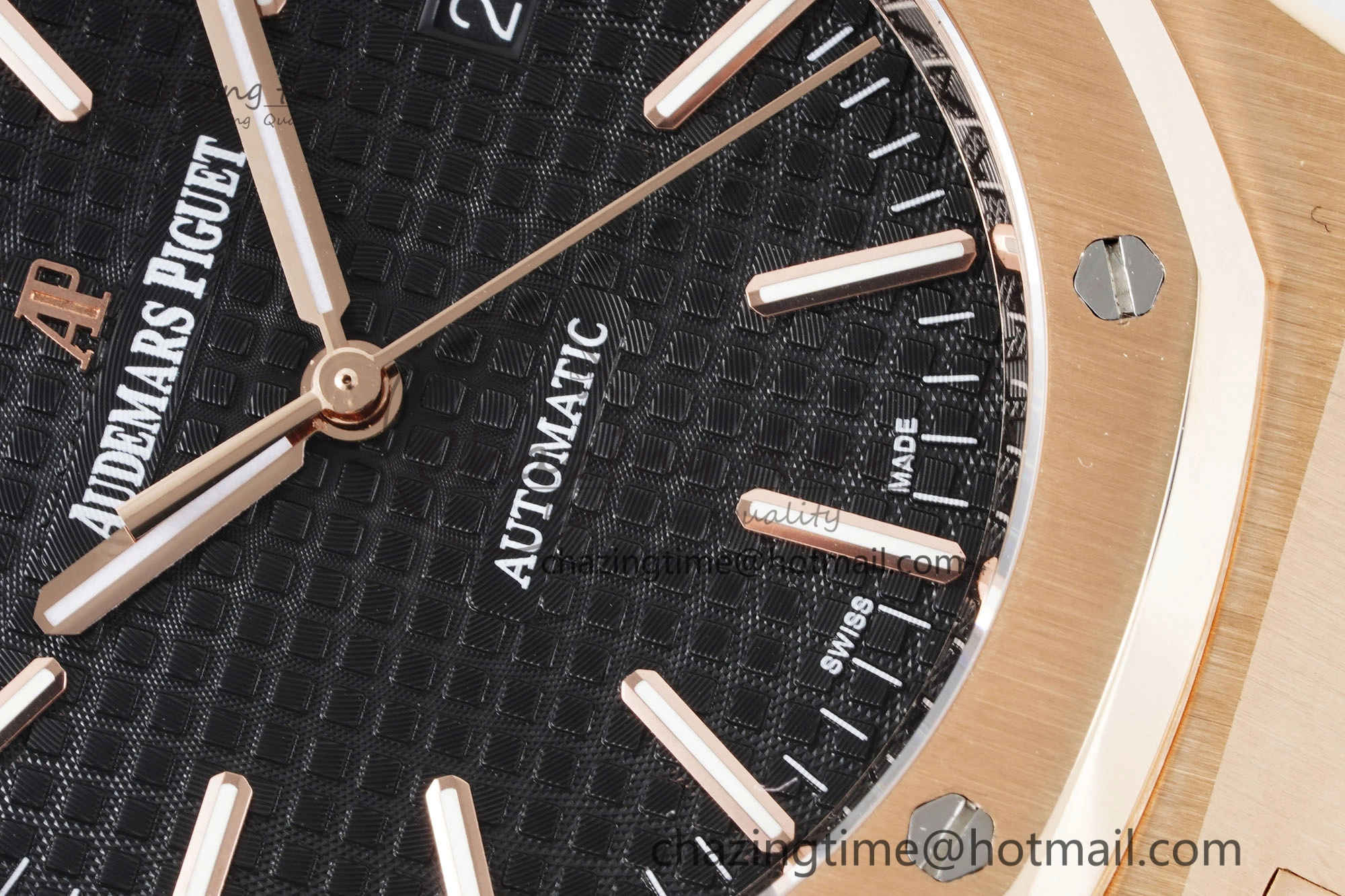 Royal Oak 41mm 15400 RG IPF 1:1 Best Edition Black Textured Dial on RG Bracelet SA3120 Super Clone
