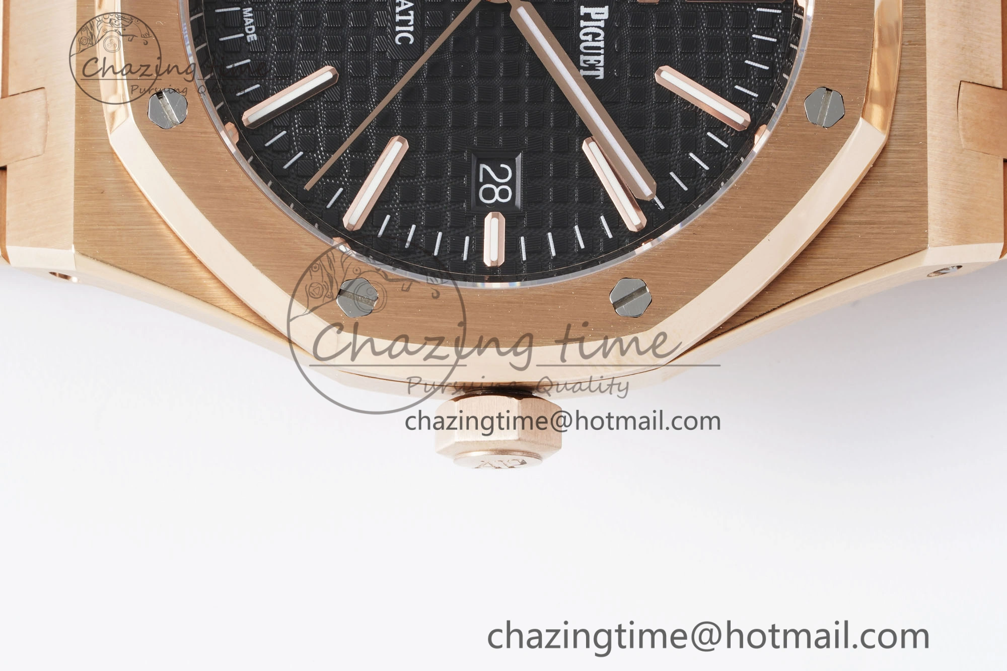 Royal Oak 41mm 15400 RG IPF 1:1 Best Edition Black Textured Dial on RG Bracelet SA3120 Super Clone