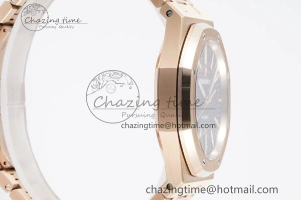 Royal Oak 41mm 15400 RG IPF 1:1 Best Edition Blue Textured Dial on RG Bracelet SA3120 Super Clone