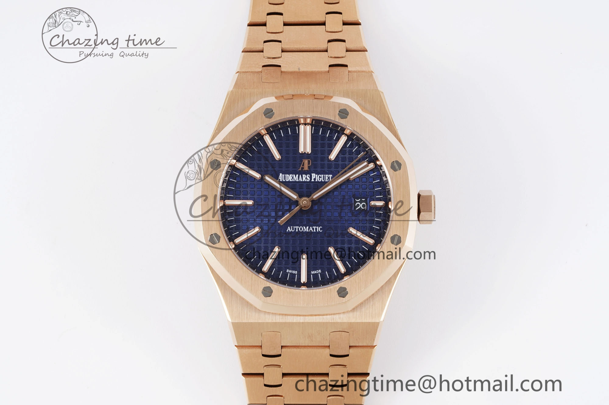 Royal Oak 41mm 15400 RG IPF 1:1 Best Edition Blue Textured Dial on RG Bracelet SA3120 Super Clone
