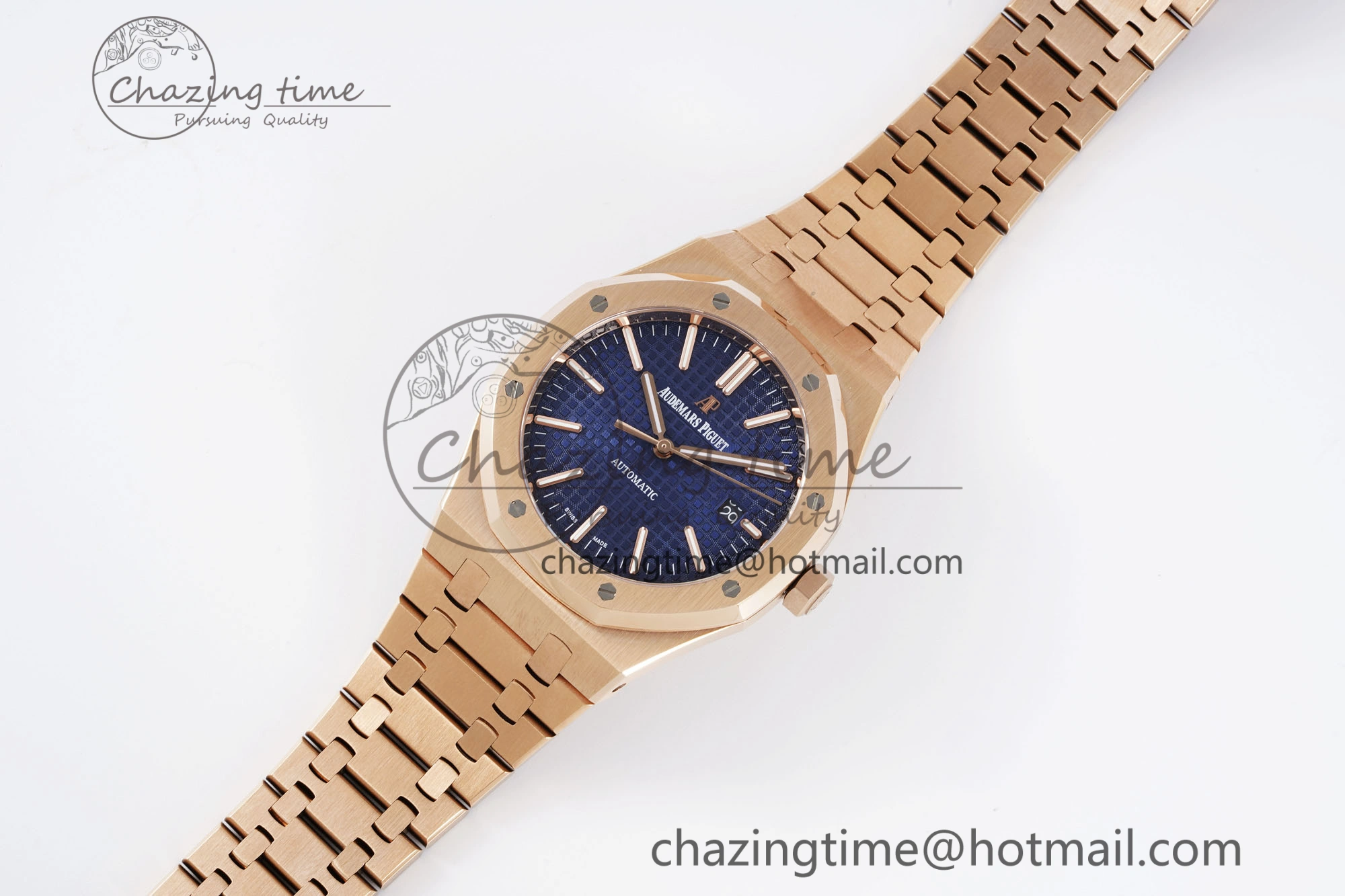 Royal Oak 41mm 15400 RG IPF 1:1 Best Edition Blue Textured Dial on RG Bracelet SA3120 Super Clone