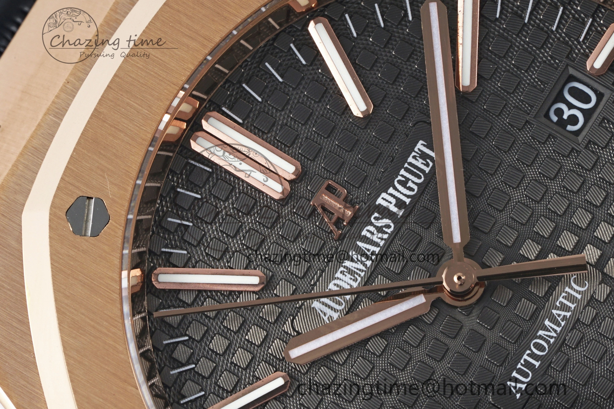Royal Oak 41mm 15400 RG IPF 1:1 Best Edition Gray Textured Dial on Black Leather Strap SA3120 Super Clone