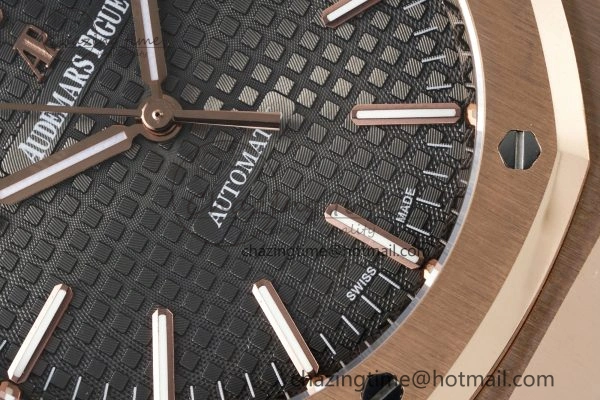 Royal Oak 41mm 15400 RG IPF 1:1 Best Edition Gray Textured Dial on Black Leather Strap SA3120 Super Clone