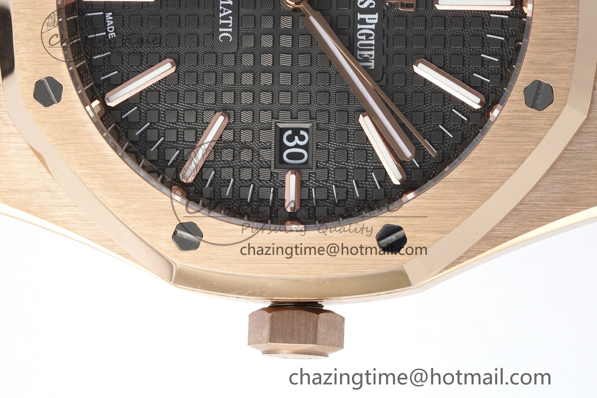 Royal Oak 41mm 15400 RG IPF 1:1 Best Edition Gray Textured Dial on Black Leather Strap SA3120 Super Clone