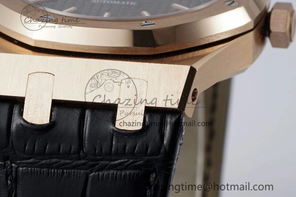 Royal Oak 41mm 15400 RG IPF 1:1 Best Edition Gray Textured Dial on Black Leather Strap SA3120 Super Clone