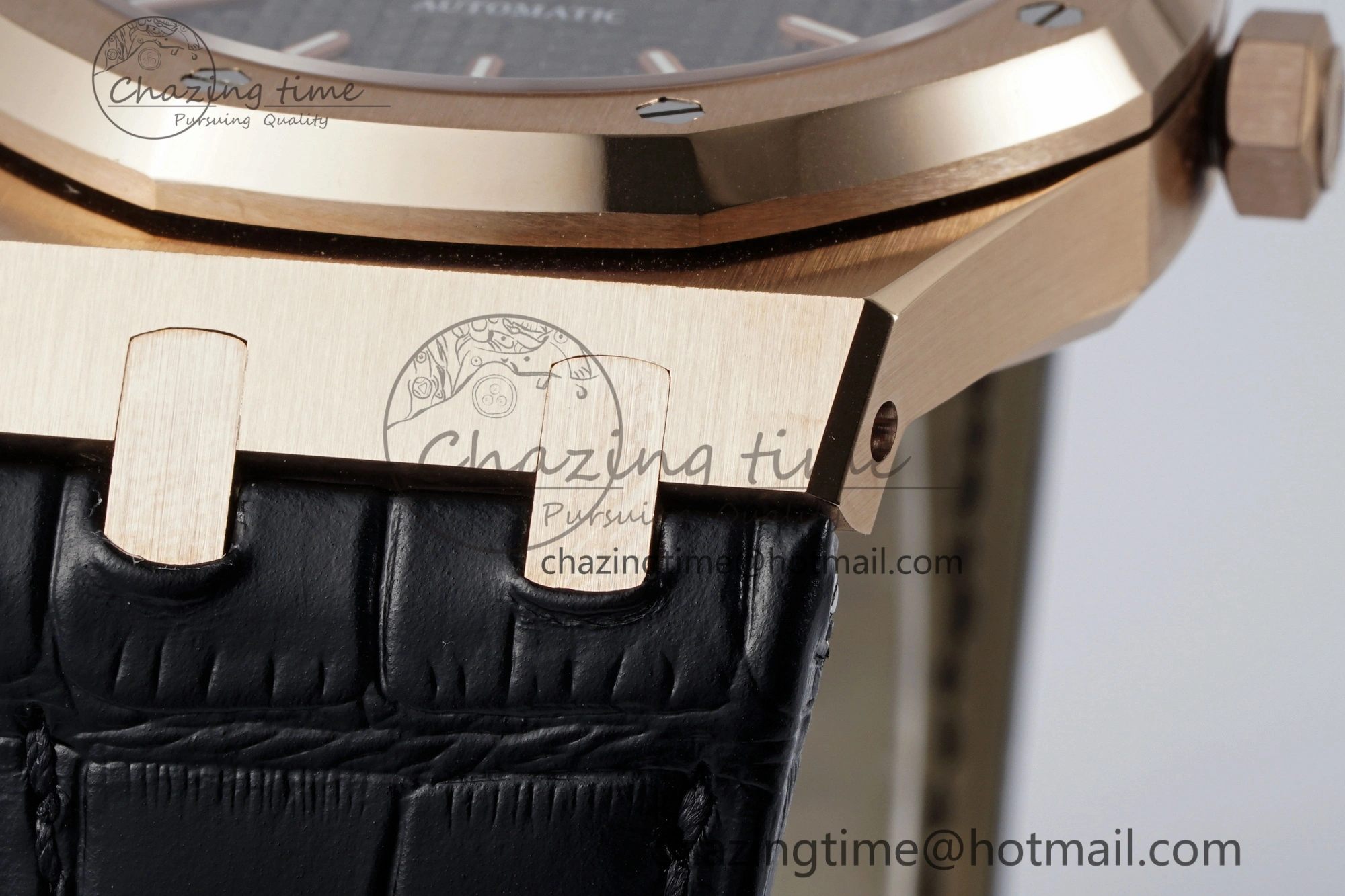Royal Oak 41mm 15400 RG IPF 1:1 Best Edition Gray Textured Dial on Black Leather Strap SA3120 Super Clone