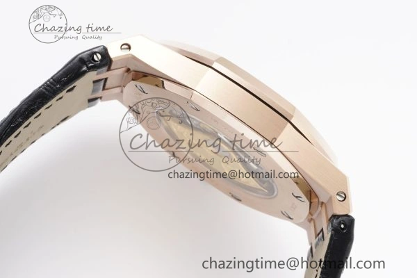Royal Oak 41mm 15400 RG IPF 1:1 Best Edition Gray Textured Dial on Black Leather Strap SA3120 Super Clone