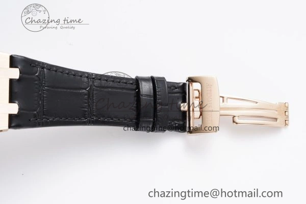 Royal Oak 41mm 15400 RG IPF 1:1 Best Edition Gray Textured Dial on Black Leather Strap SA3120 Super Clone