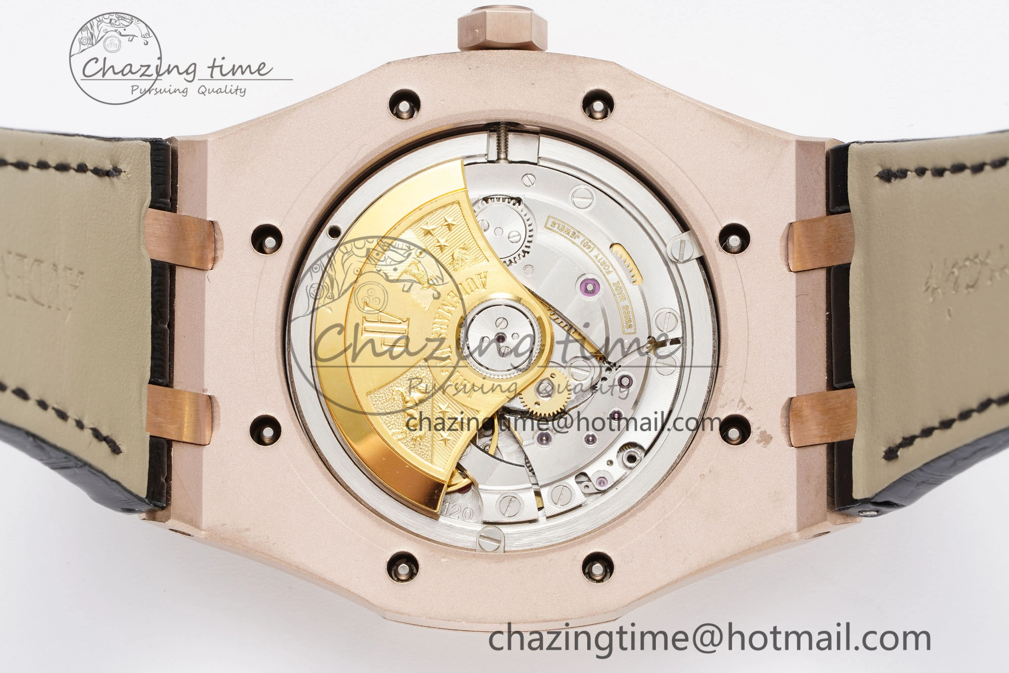 Royal Oak 41mm 15400 RG IPF 1:1 Best Edition Gray Textured Dial on Black Leather Strap SA3120 Super Clone