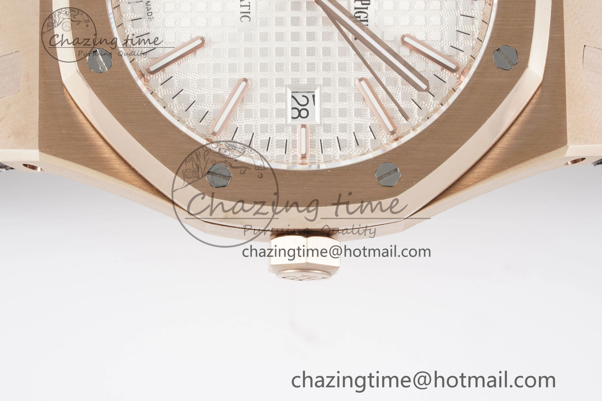 Royal Oak 41mm 15400 RG IPF 1:1 Best Edition White Textured Dial on Brown Leather Strap SA3120 Super Clone