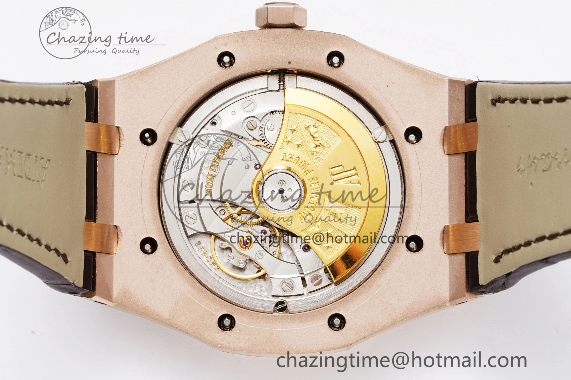 Royal Oak 41mm 15400 RG IPF 1:1 Best Edition White Textured Dial on Brown Leather Strap SA3120 Super Clone