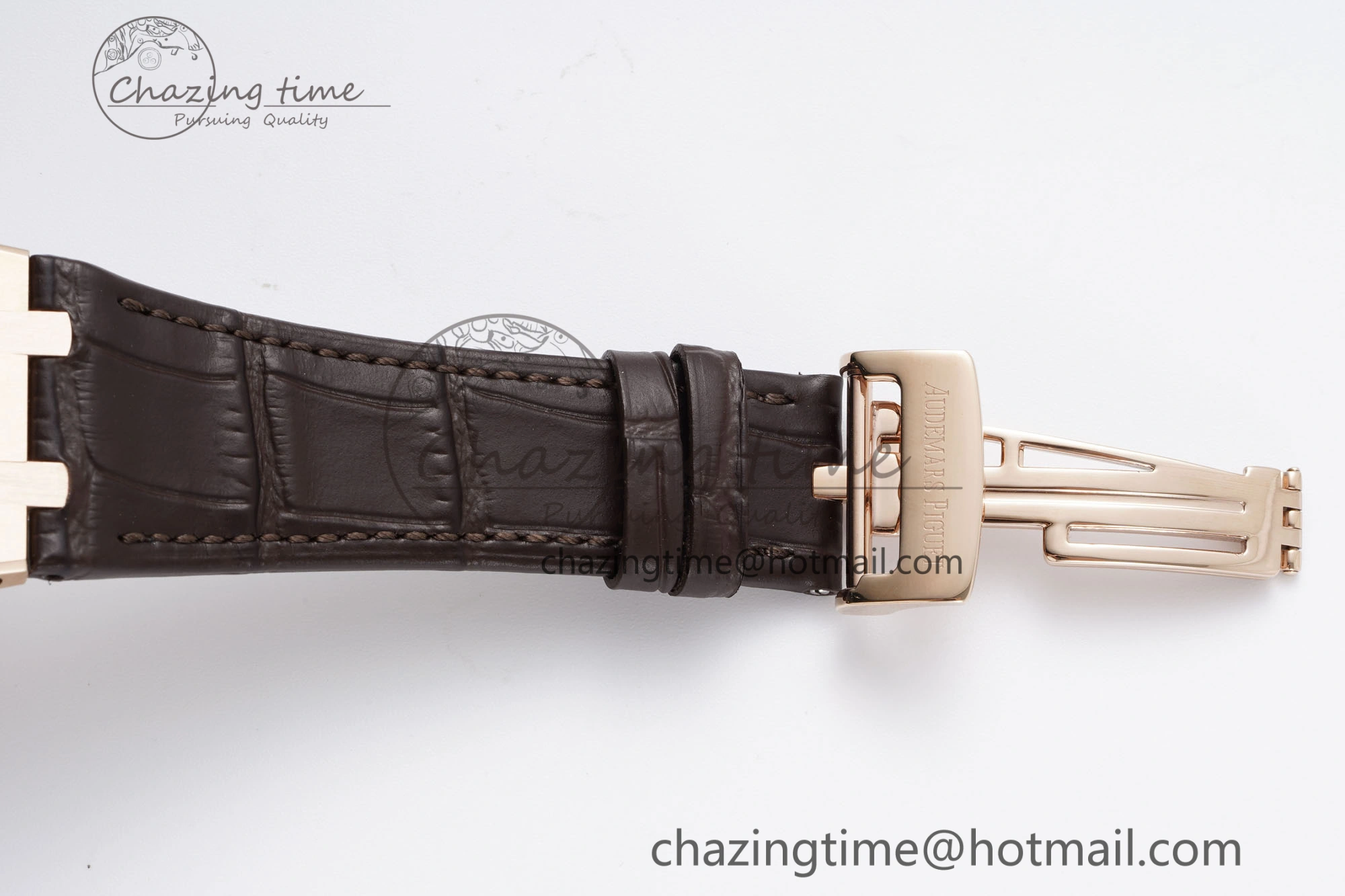 Royal Oak 41mm 15400 RG IPF 1:1 Best Edition White Textured Dial on Brown Leather Strap SA3120 Super Clone