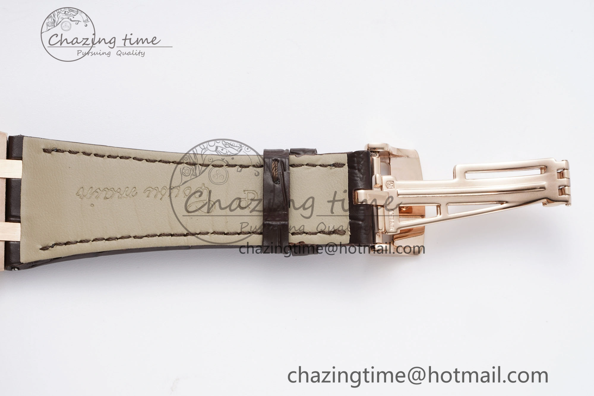 Royal Oak 41mm 15400 RG IPF 1:1 Best Edition White Textured Dial on Brown Leather Strap SA3120 Super Clone