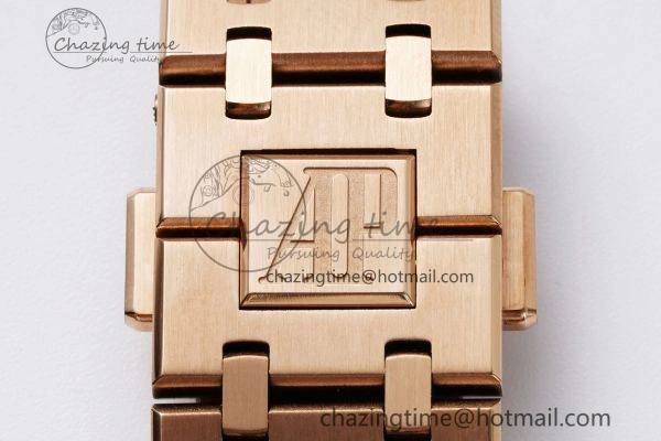 Royal Oak 41mm 15400 RG IPF 1:1 Best Edition White Textured Dial on RG Bracelet SA3120 Super Clone