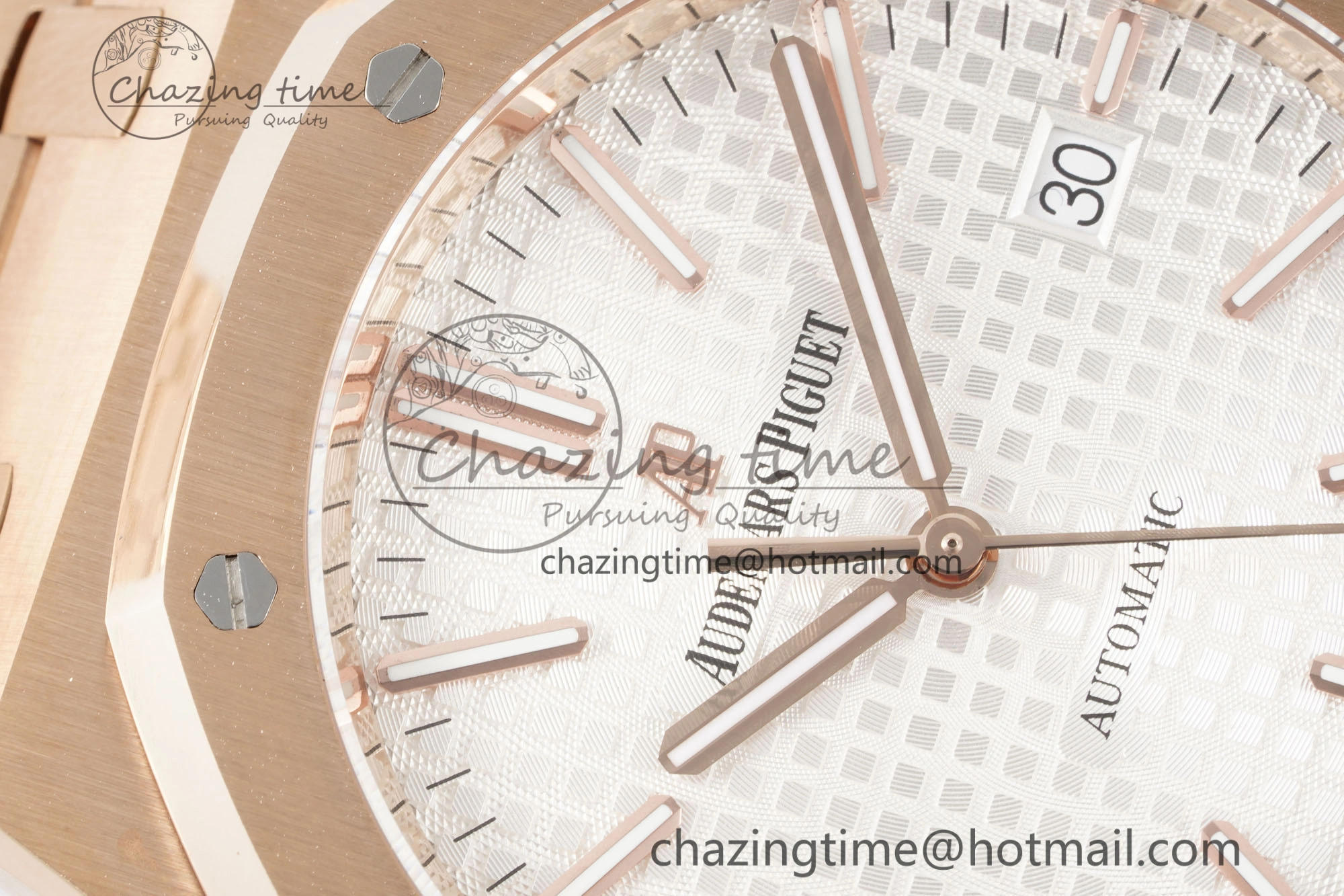 Royal Oak 41mm 15400 RG IPF 1:1 Best Edition White Textured Dial on RG Bracelet SA3120 Super Clone