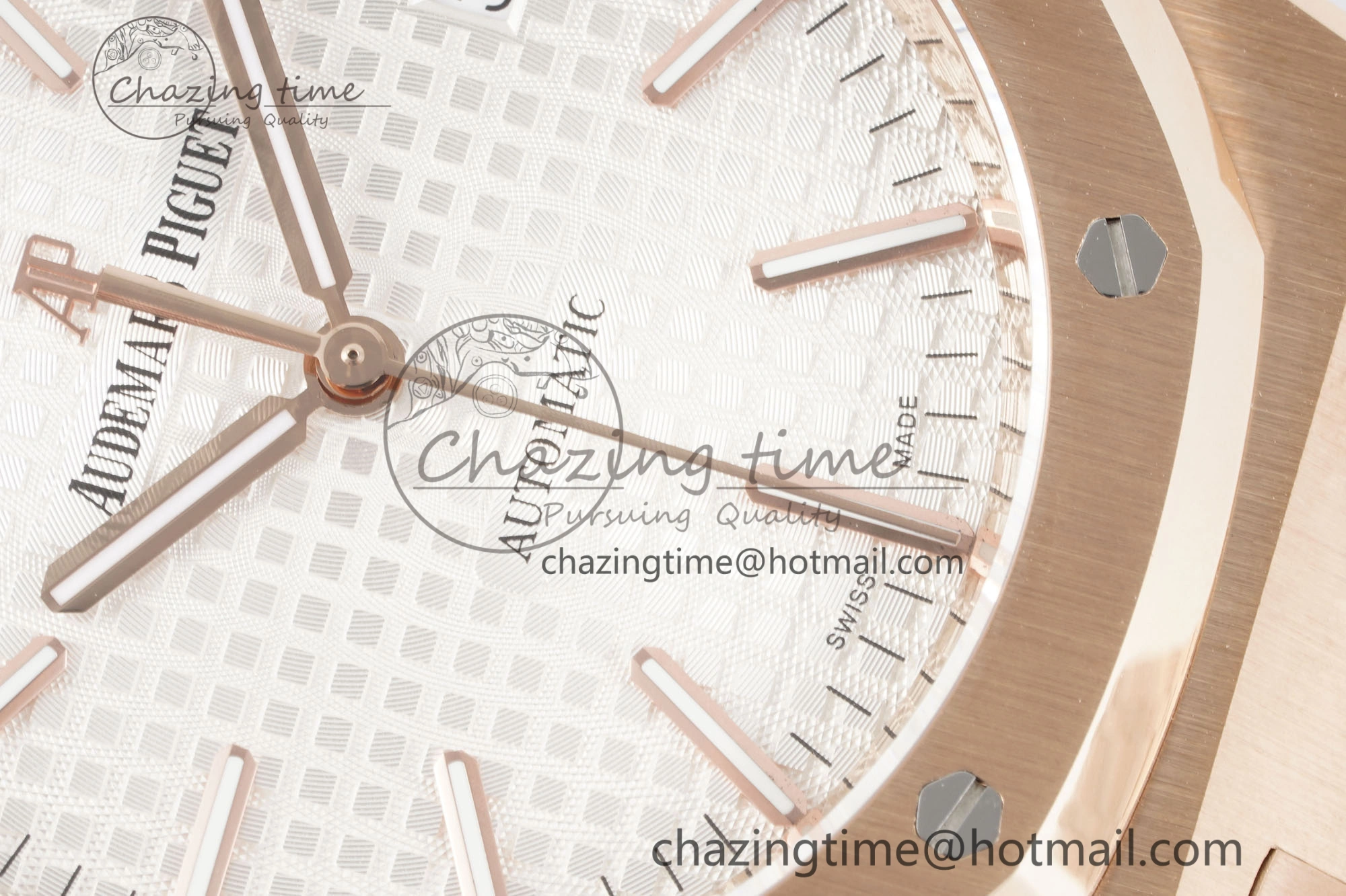 Royal Oak 41mm 15400 RG IPF 1:1 Best Edition White Textured Dial on RG Bracelet SA3120 Super Clone