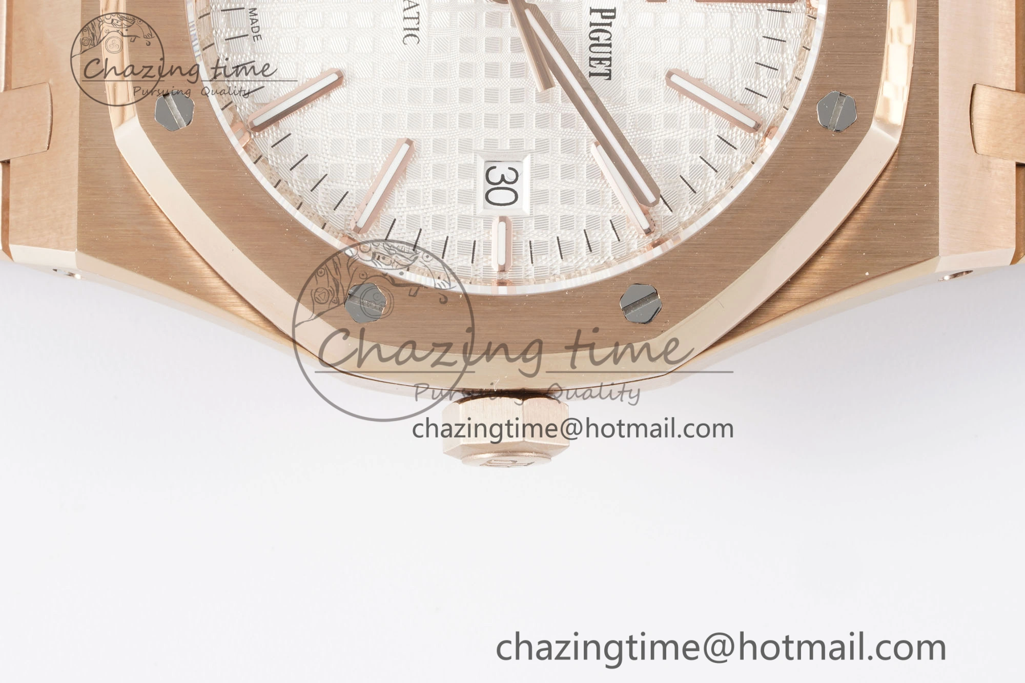 Royal Oak 41mm 15400 RG IPF 1:1 Best Edition White Textured Dial on RG Bracelet SA3120 Super Clone