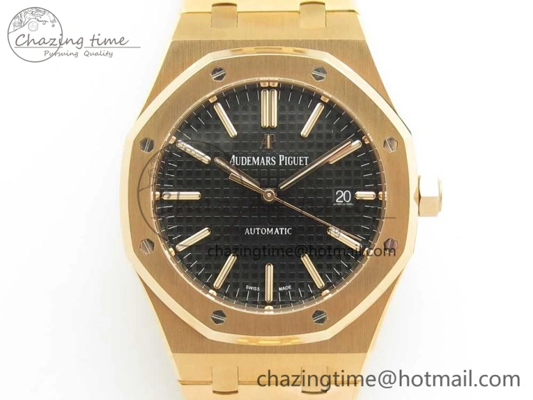 Royal Oak 41mm 15400 RG JF 1:1 Best Edition Black Textured Dial on RG Bracelet A3120 V5