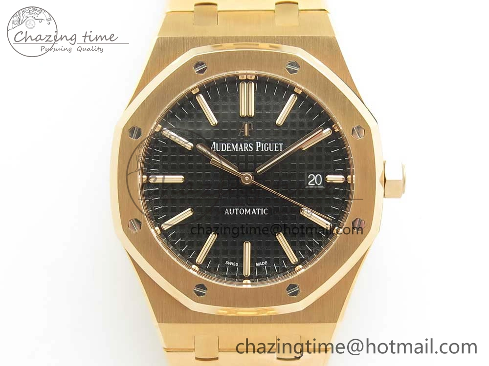 Royal Oak 41mm 15400 RG JF 1:1 Best Edition Black Textured Dial on RG Bracelet A3120 V5