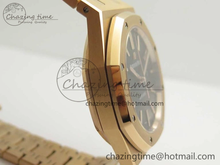 Royal Oak 41mm 15400 RG JF 1:1 Best Edition Black Textured Dial on RG Bracelet A3120 V5