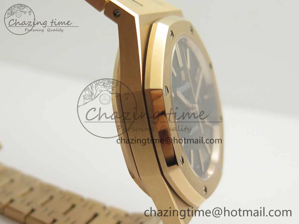Royal Oak 41mm 15400 RG JF 1:1 Best Edition Black Textured Dial on RG Bracelet A3120 V5
