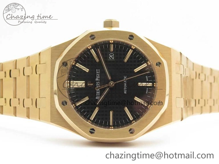 Royal Oak 41mm 15400 RG JF 1:1 Best Edition Black Textured Dial on RG Bracelet A3120 V5