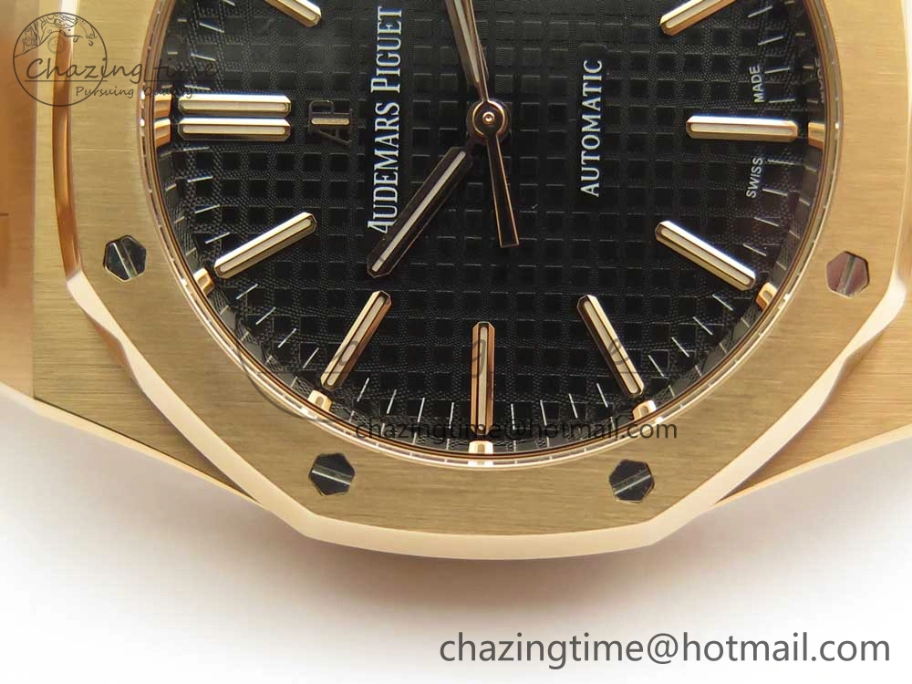 Royal Oak 41mm 15400 RG JF 1:1 Best Edition Black Textured Dial on RG Bracelet A3120 V5