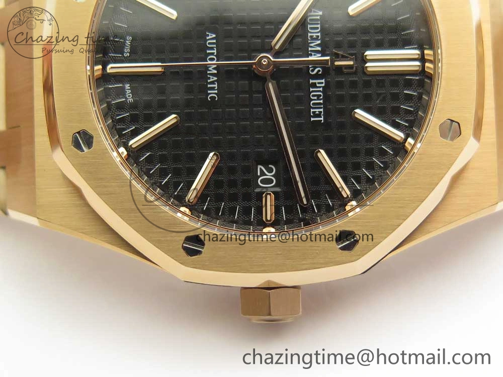 Royal Oak 41mm 15400 RG JF 1:1 Best Edition Black Textured Dial on RG Bracelet A3120 V5