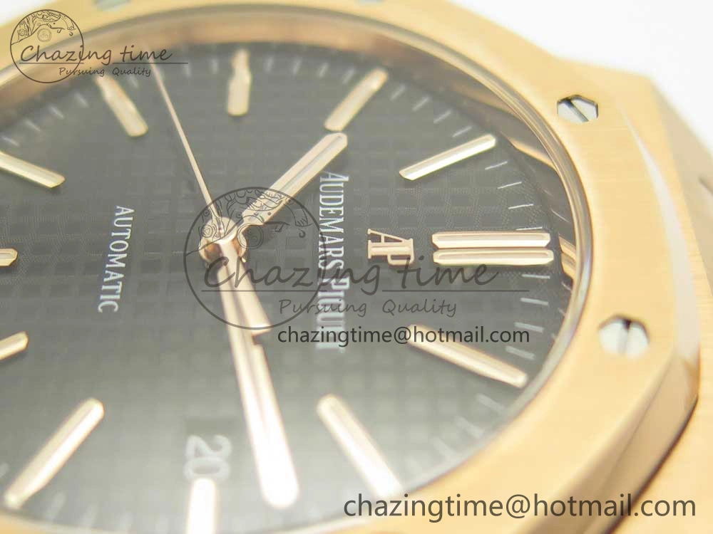 Royal Oak 41mm 15400 RG JF 1:1 Best Edition Black Textured Dial on RG Bracelet A3120 V5