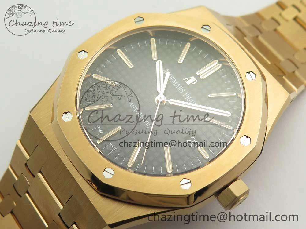 Royal Oak 41mm 15400 RG JF 1:1 Best Edition Black Textured Dial on RG Bracelet A3120 V5
