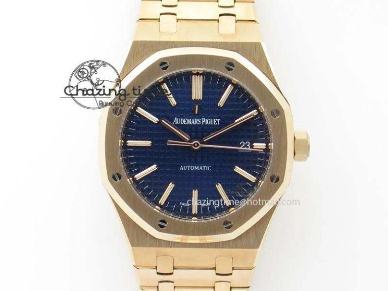 Royal Oak 41mm 15400 RG JF 1:1 Best Edition Blue Dial On RG Bracelet A3120